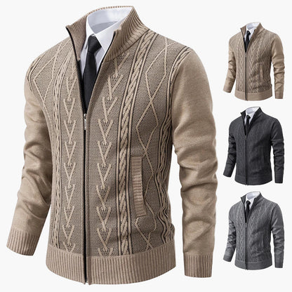 Men's knitted cardigan with zipper – fashionable business cardigan for stylish occasions