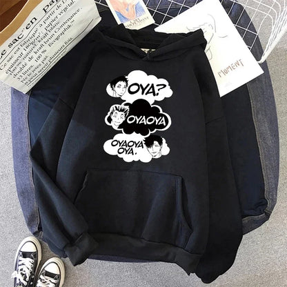 Hoodie with graphic print, long sleeves, hood, and kangaroo pocket