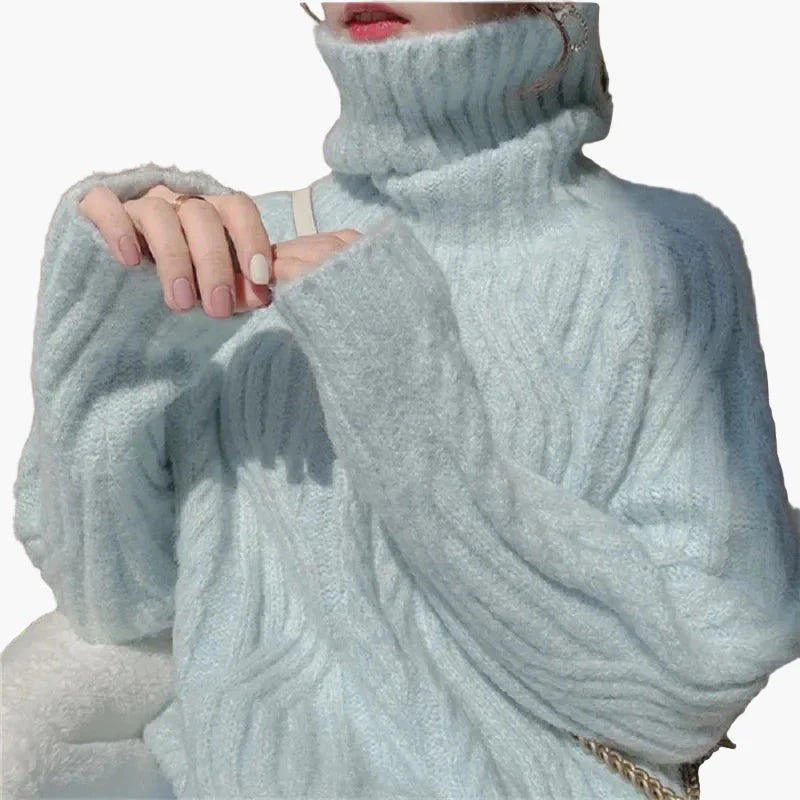 Damen Pullover im koreanischen Stil mit Stehkragen – Lockerer, eleganter Herbst- und Winterpullover