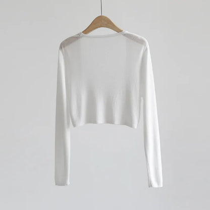 Damen Kurzstrickjacke Bolero dünn Langarm einfarbig