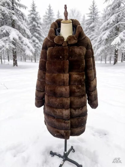 Women's coat with hood made of soft material