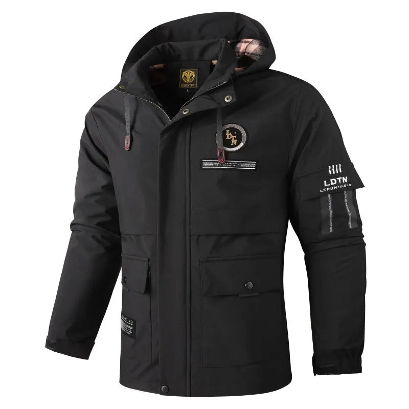 Herren Winterjacke mit Kapuze Winddicht Warm Gefüttert Mehreren Taschen