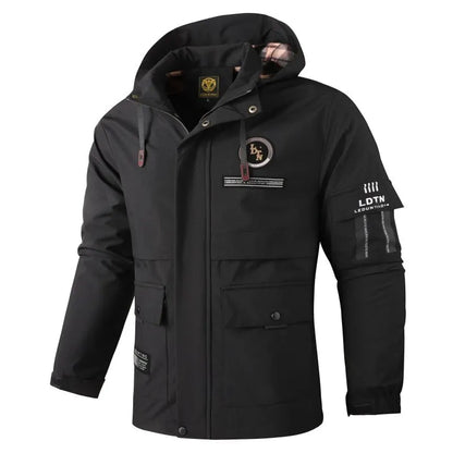 Herren Winterjacke mit Kapuze Winddicht Warm Gefüttert Mehreren Taschen