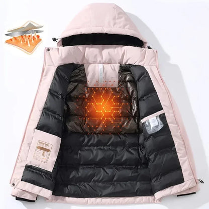 Men's winter jacket with hood - warm outdoor quilted jacket