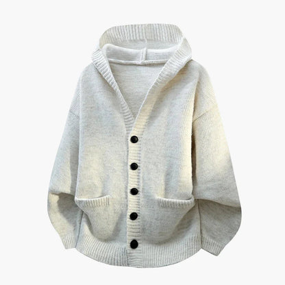 Men's hooded knitted cardigan with button placket – Casual style for everyday and leisure