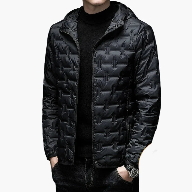 Men's quilted jacket winter outdoor casual jacket with hood – warming transitional jacket
