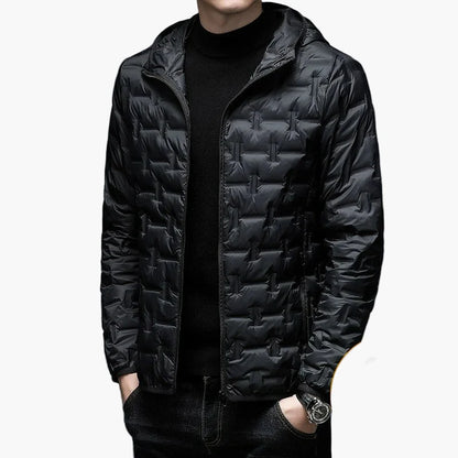 Men's quilted jacket winter outdoor casual jacket with hood – warming transitional jacket