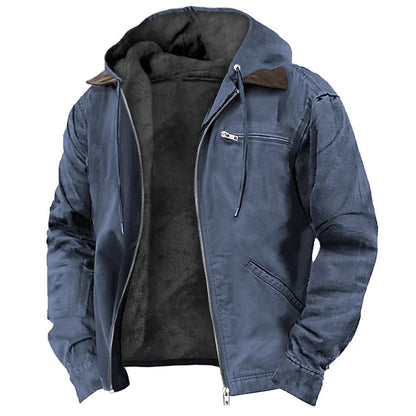 Herren Winterjacke mit Kapuze und Reißverschluss, gefüttert