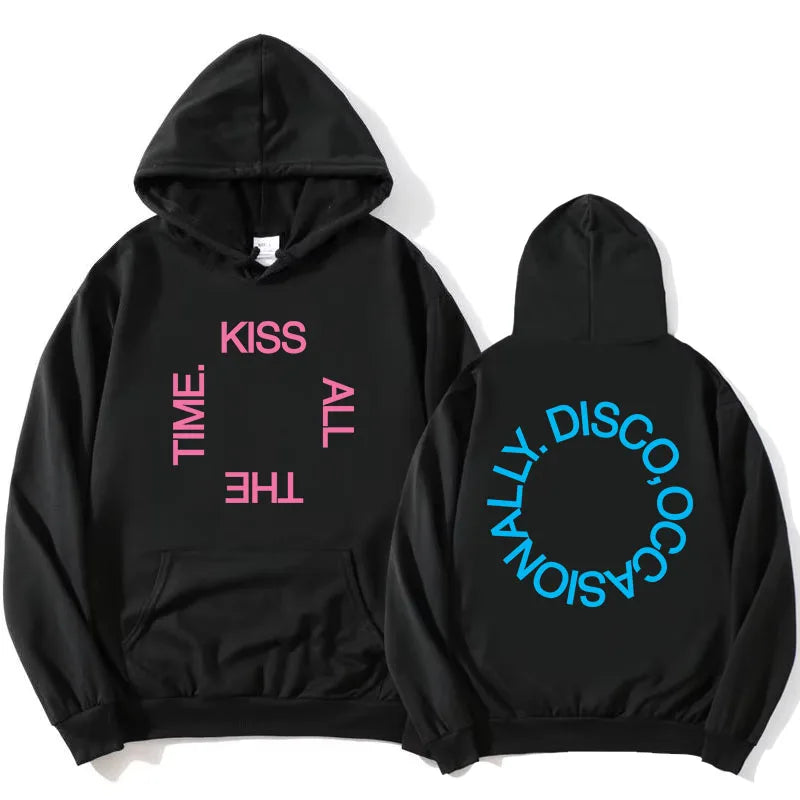 Unisex hoodie with hood, kangaroo pocket, and lettering
