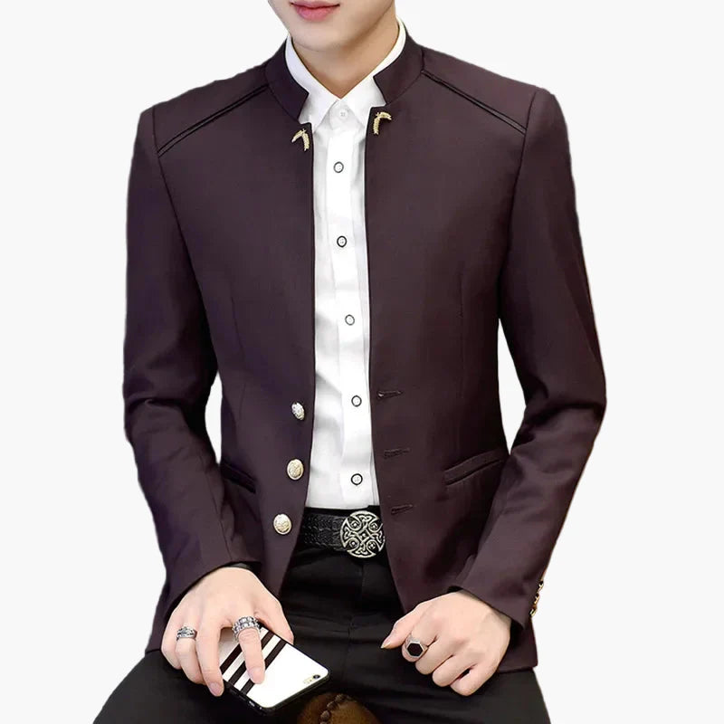 Men's Modern Blazer Jacket with Stand-up Collar – Elegant Casual and Party Look