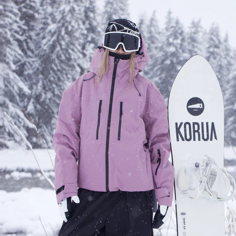 Unisex winter jacket with hood and zippers, snow sports jacket