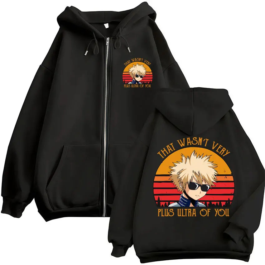 Unisex Kapuzenpullover mit Reißverschluss und Motivdruck