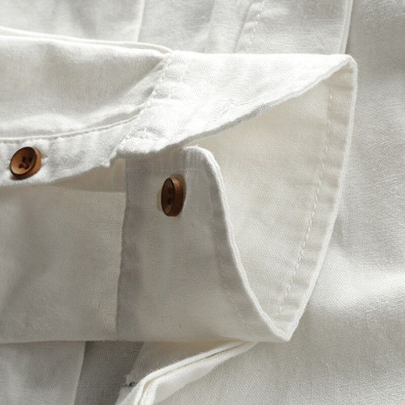 Men's Stand Collar Casual Shirt Vintage Style – Modern Long Sleeve Shirt for Everyday and Business