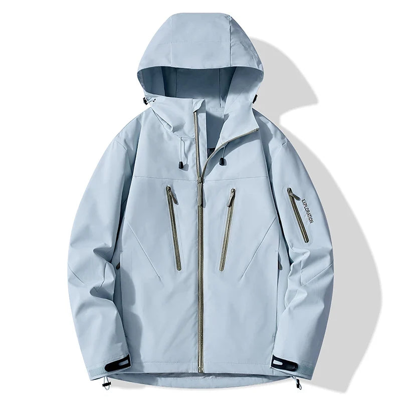 Unisex Kapuzenjacke Outdoor Wasserdicht mit Reißverschlusstaschen