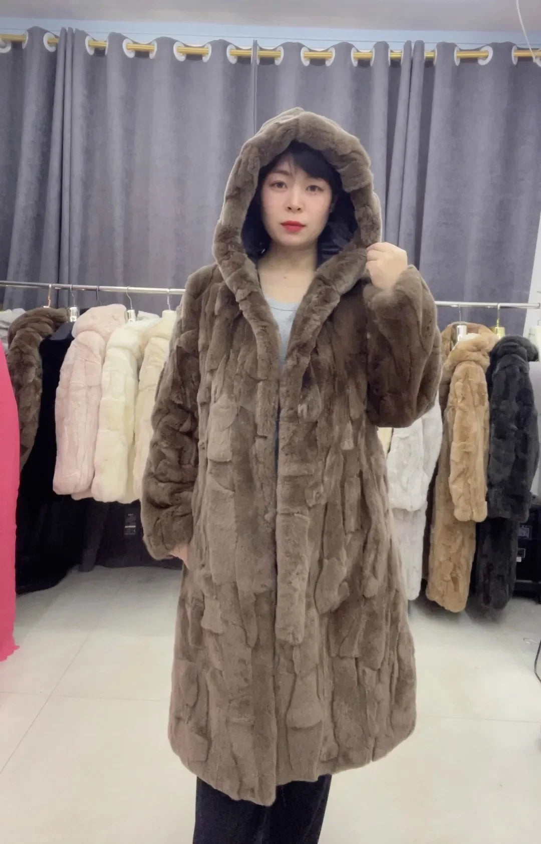 Women's hooded coat made of soft material