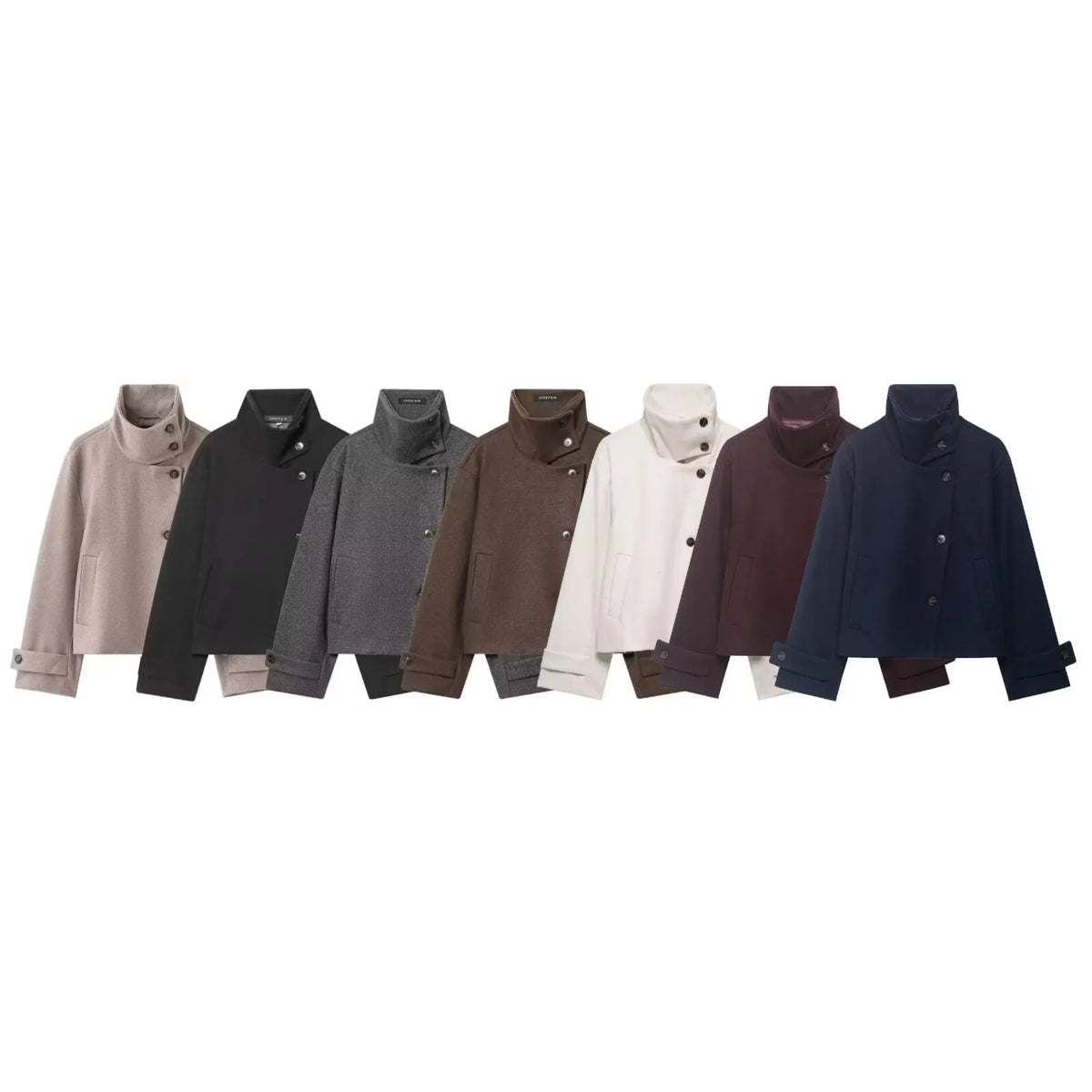 Kurze Damen Übergangsjacke mit Stehkragen und weiten Ärmeln, meliert