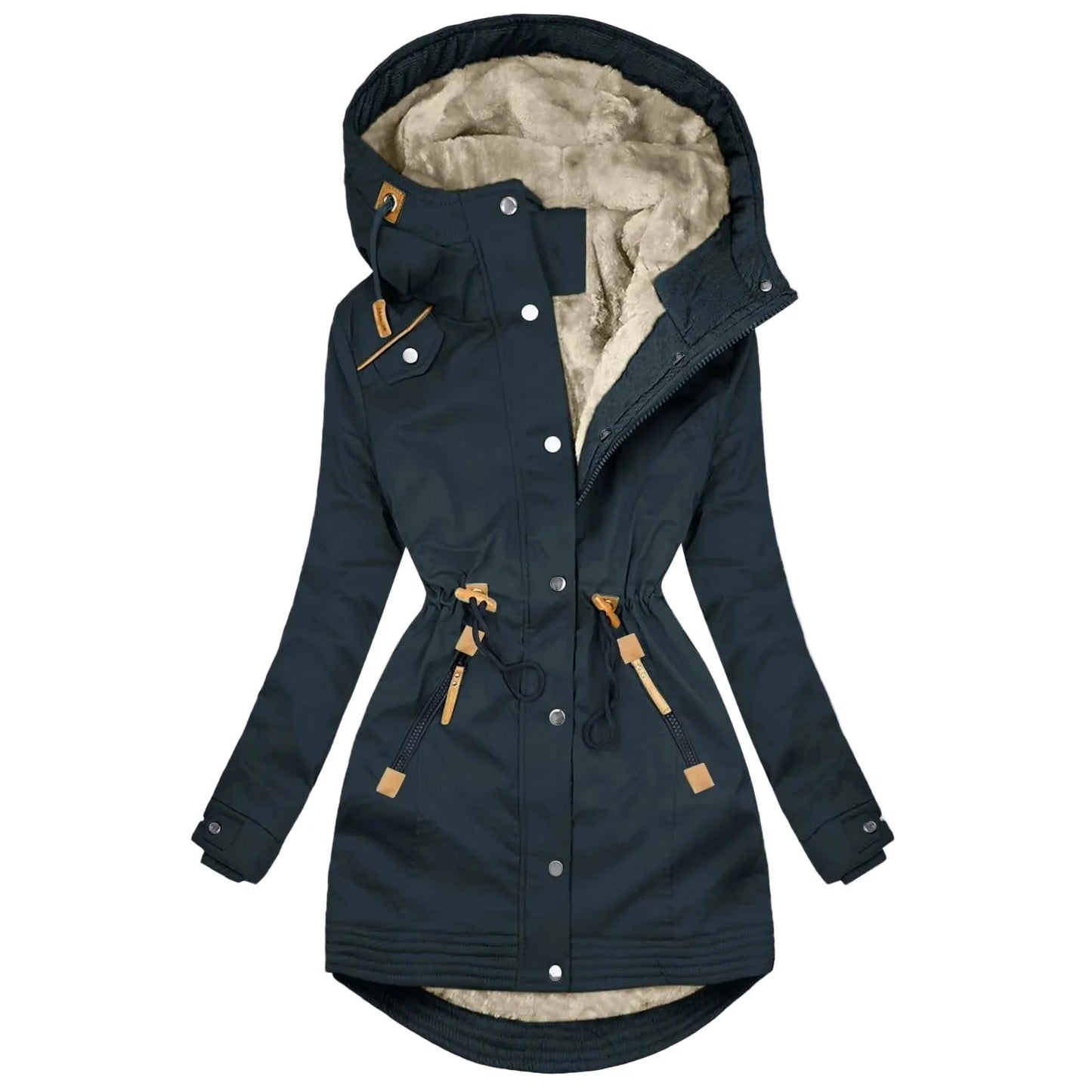 Women's winter parka with hood – fashionable, fleece-lined windbreaker for everyday and outdoor use
