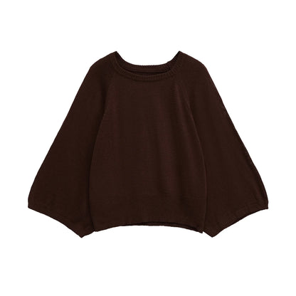 Women's Oversized Batwing-Sleeve Crew Neck Knit Sweater Cream