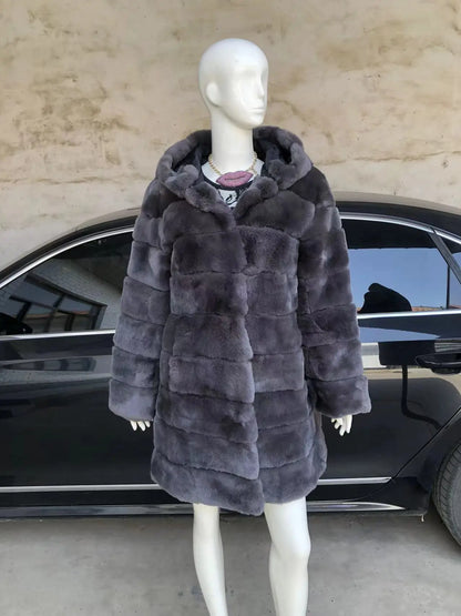 Women's coat with hood made of soft material