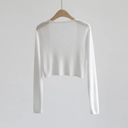 Damen Kurzstrickjacke Bolero dünn Langarm einfarbig