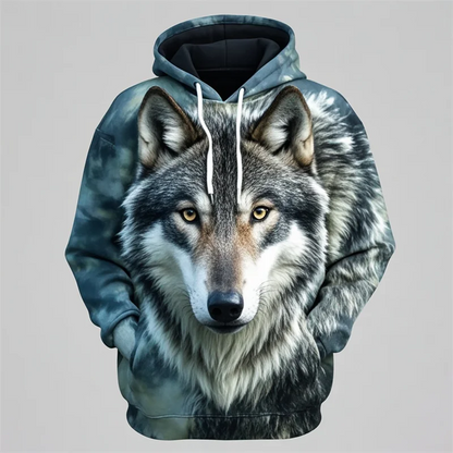 Hoodie with lion head print, beige/brown