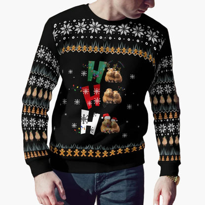 Men's Christmas Sweatshirt with Capybara Motif – Funny Winter Sweater for Festive Occasions