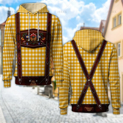 Hoodie with traditional leather pants design and hood