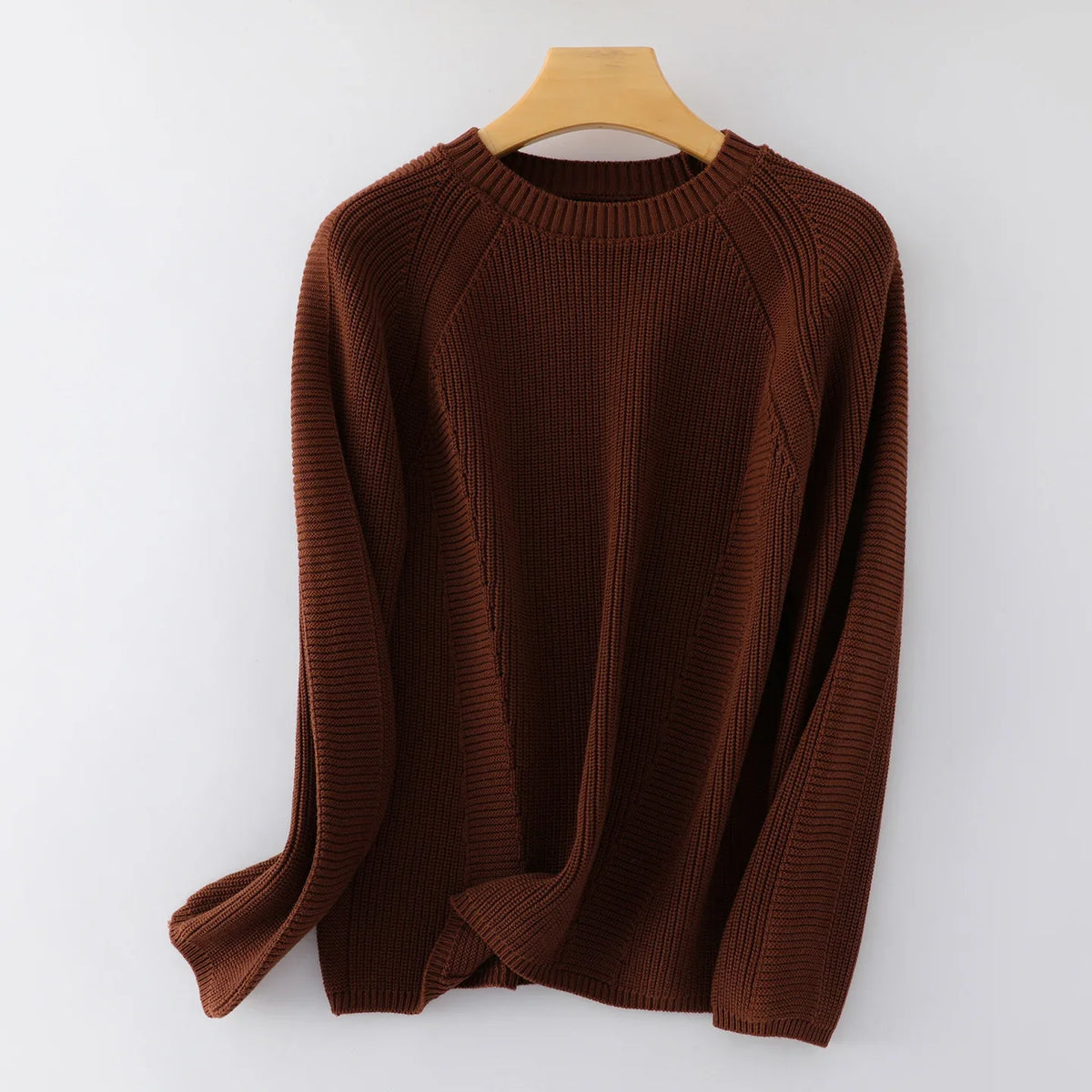 Unisex Long-Sleeve Ribbed-Knit Crew-Neck Casual Top