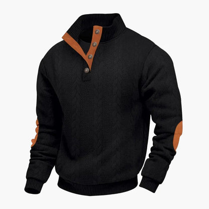 Men's sweater with cable pattern and stand-up collar – fashionable casual knit sweater for autumn and winter