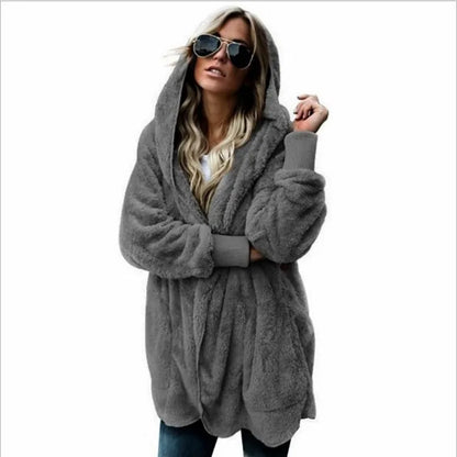 Damen Kuschelige Strickjacke Offen Flauschige Jacke Langarm