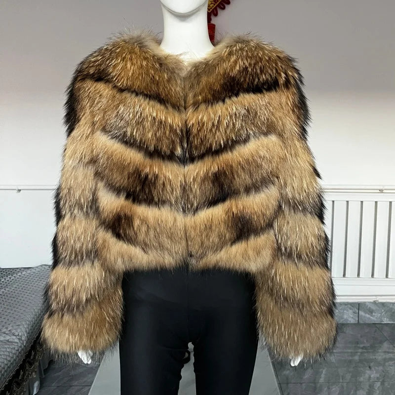 Damen Kurzjacke mit Kunstfell im Stufen-Design