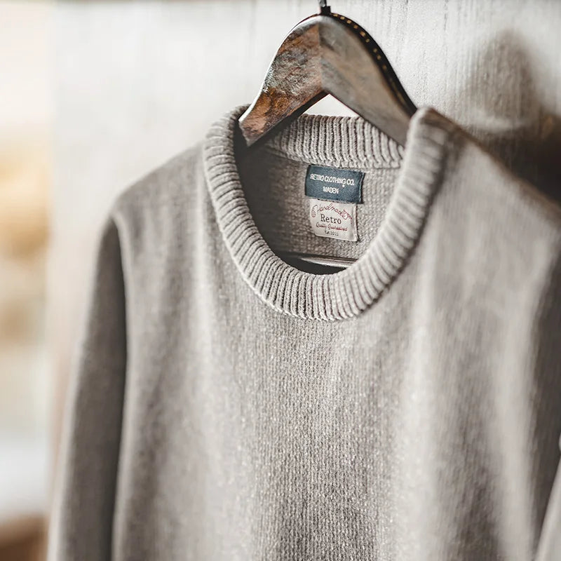 Men's pullover crew neck fine knit marled