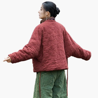 Damen Vintage Kimono-Jacke im Oversize-Look – Lässige Steppjacke für Alltag und Freizeit