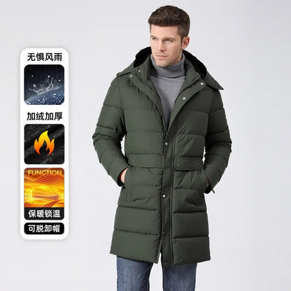 Herren Daunenparka mit Kapuze - Langer Wintermantel in verschiedenen Farben