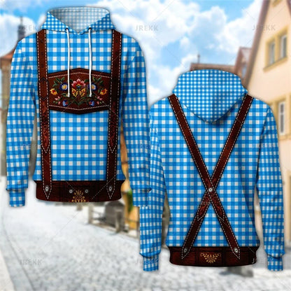Hoodie with traditional leather pants design and hood