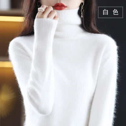 Women's turtleneck sweater long sleeves fine-knit sweater soft material