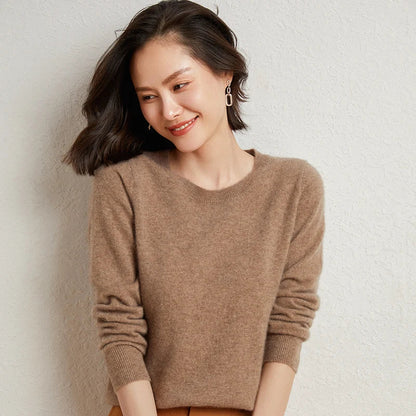 Women's Crew Neck Fine-Knit Long-Sleeve Sweatshirt