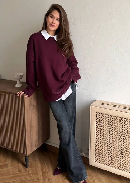 Women's oversized sweater, crew neck, long sleeves