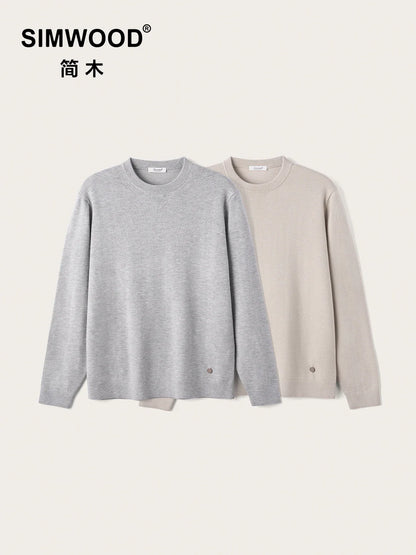 Unisex long-sleeve pullover crew neck fine knit gray