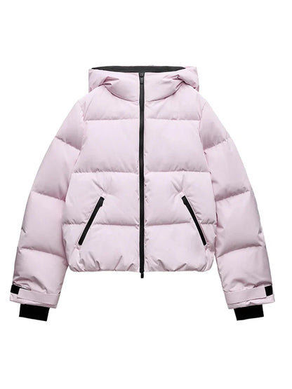 Women's pink ski pants with zippers