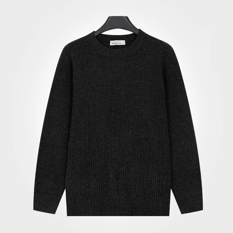 Men's ribbed-knit crew-neck long-sleeve sweater