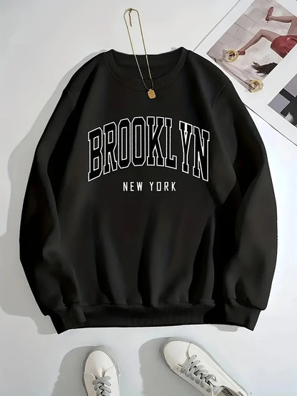 Unisex sweatshirt with Brooklyn New York print, crew neck