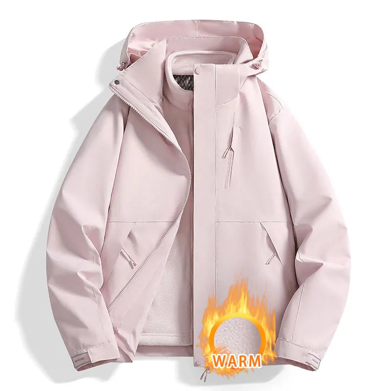 3-in-1 Outdoorjacke mit Kapuze für Herren winddicht wasserabweisend mit Fleece-Innenfutter