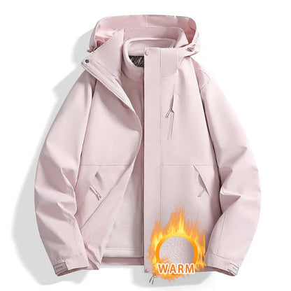 3-in-1 Outdoorjacke mit Kapuze für Herren winddicht wasserabweisend mit Fleece-Innenfutter