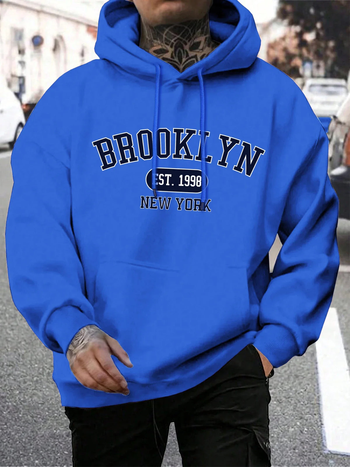 Unisex Kapuzenpullover mit Kordelzug und Schriftzug Aufdruck