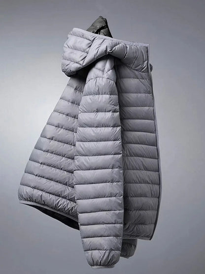 Padded quilted jacket with hood for men - lightweight and windproof, various colors