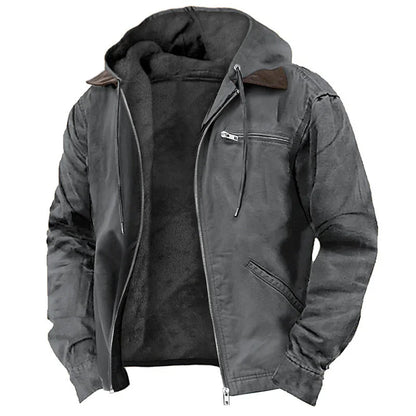 Herren Winterjacke mit Kapuze und Reißverschluss, gefüttert