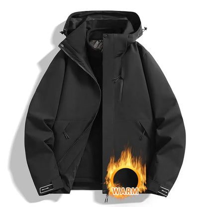3-in-1 Outdoorjacke mit Kapuze für Herren winddicht wasserabweisend mit Fleece-Innenfutter
