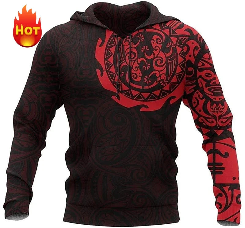 Unisex Hoodie with Hood, Tribal Turtle Pattern