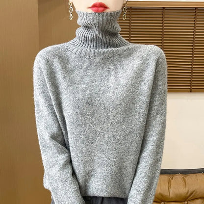 Damen Rollkragenpullover Strickpullover Weich Schlicht Langarm